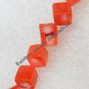 Coral Beads, Cube, 10mm, Hole:Approx 1mm, Sold per 16-inch Strand