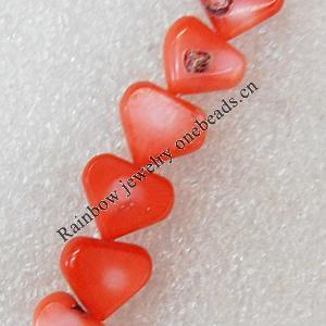 Coral Beads, Heart, 10mm, Hole:Approx 1mm, Sold per 16-inch Strand