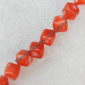 Coral Beads, Cube, 12mm, Hole:Approx 1mm, Sold by KG