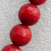 Coral Beads, Faceted Round, 6mm, Hole:Approx 1mm, Sold per 16-inch Strand