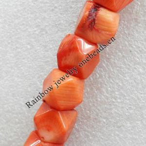 Coral Beads, Faceted Drum, 12mm, Hole:Approx 1mm, Sold by KG