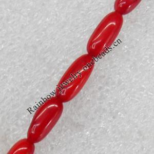 Coral Beads, Oval, 5x13mm, Hole:Approx 1mm, Sold per 16-inch Strand