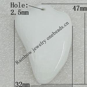Ceramics Pendants, Leaf 47x32mm Hole:2.5mm, Sold by PC
