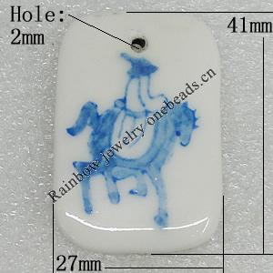 Ceramics Pendants, Ractangle 41x27mm Hole:2mm, Sold by PC