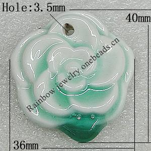 Ceramics Pendants, Flower 40x36mm Hole:2mm, Sold by PC