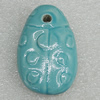 Ceramics Pendants, Teardrop 45x29mm Hole:4mm, Sold by PC