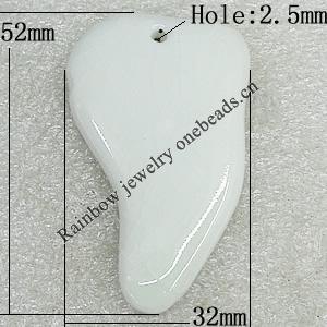 Ceramics Pendants, Leaf 52x32mm Hole:2.5mm, Sold by PC