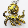 Zinc Alloy Enamel Charm/Pendant with Crystal, Nickel-free & Lead-free, A Grade Animal 22x26mm Hole:2mm, Sold by PC