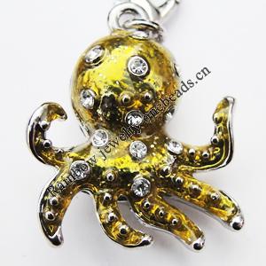 Zinc Alloy Enamel Charm/Pendant with Crystal, Nickel-free & Lead-free, A Grade Animal 22x26mm Hole:2mm, Sold by PC