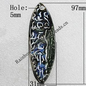 Ceramics Pendants, 97x31mm Hole:5mm, Sold by PC