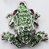 Zinc Alloy Charm/Pendant with Crystal, Nickel-free & Lead-free, A Grade Animal 23x21mm Hole:2mm, Sold by PC