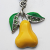 Zinc Alloy Charm/Pendant with Crystal, Nickel-free & Lead-free, A Grade Fruit 28x22mm Hole:2mm, Sold by PC