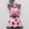 Zinc Alloy Enamel Charm/Pendant with Crystal, Nickel-free & Lead-free, A Grade Clothes 23x13mm Hole:2mm, Sold by PC