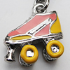 Zinc Alloy Enamel Charm/Pendant with Crystal, Nickel-free & Lead-free, A Grade Rollerblades 16x16mm Hole:2mm, Sold by PC