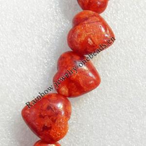 Grass Corals Beads Natural, Heart, 21x22mm, Hole:Approx 1mm, Sold by KG