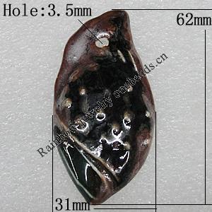 Ceramics Pendants, 62x31mm Hole:3.5mm, Sold by PC