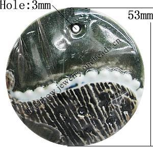 Ceramics Pendants, Flat Round 53mm Hole:3mm, Sold by PC