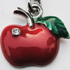 Zinc Alloy Enamel Charm/Pendant with Crystal, Nickel-free & Lead-free, A Grade Fruit 19x19mm Hole:2mm, Sold by PC
