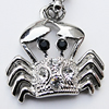 Zinc Alloy Charm/Pendant with Crystal, Nickel-free & Lead-free, A Grade Animal 23x23mm Hole:2mm, Sold by PC