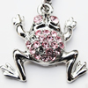 Zinc Alloy Charm/Pendant with Crystal, Nickel-free & Lead-free, A Grade Animal 27x27mm Hole:2mm, Sold by PC