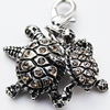 Zinc Alloy Charm/Pendant with Crystal, Nickel-free & Lead-free, A Grade Animal 27x20mm Hole:2mm, Sold by PC