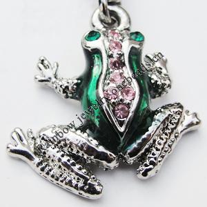 Zinc Alloy Enamel Charm/Pendant with Crystal, Nickel-free & Lead-free, A Grade Animal 20x21mm Hole:2mm, Sold by PC