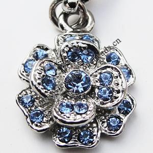 Zinc Alloy Charm/Pendant with Crystal, Nickel-free & Lead-free, A Grade Flower 20x16mm Hole:2mm, Sold by PC