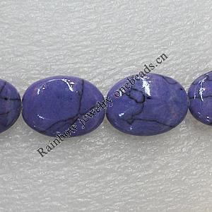 Natural Stone Beads, Flat Oval 20x15mm Hole:1mm, Sold per 16-inch Strand