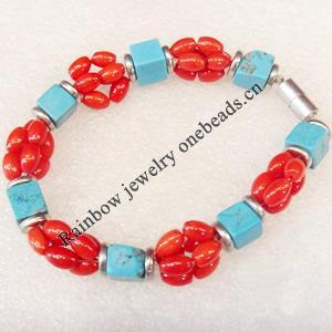 Corals Bracelet, width:10mm, Length Approx:7.1-inch, Sold by Strand