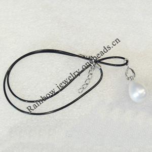 Shell necklace, Rubber cord with Shell pendant , 14x23mm, Sold per 16-inch Strand