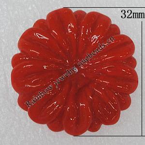 Handmade Lampwork Flower, 32mm Hole:1.5mm, Sold by PC