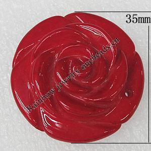 Handmade Lampwork Flower, 35mm Hole:1mm, Sold by PC