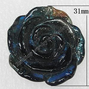 Handmade Lampwork Flower, 31mm Hole:1mm, Sold by PC
