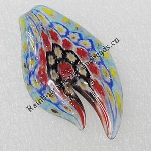 Millefiori Glass Pendants, 51x30mm Hole:5mm, Sold by PC