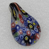 Millefiori Glass Pendants, Leaf 42x25mm Hole:6mm, Sold by PC