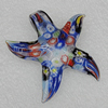 Millefiori Glass Pendants, Star 55x51mm Hole:6mm, Sold by PC