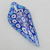 Millefiori Glass Pendants, Leaf 75x37mm Hole:12x3mm, Sold by PC