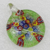 Millefiori Glass Pendants, 43x34mm Hole:3.5mm, Sold by PC