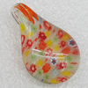 Millefiori Glass Pendants, Leaf 41x25mm Hole:6x5mm, Sold by PC