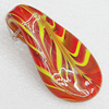 Millefiori Glass Pendants, Leaf 63x34mm Hole:12mm, Sold by PC