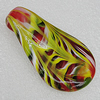 Millefiori Glass Pendants, Leaf 63x34mm Hole:12mm, Sold by PC