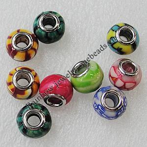 Fimo Beads European, Mix Style, 14x11mm Hole:5mm, Sold by Bag