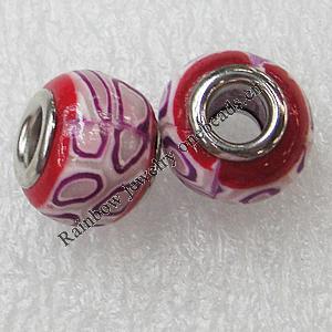 Fimo Beads European, 14x11mm Hole:5mm, Sold by Bag