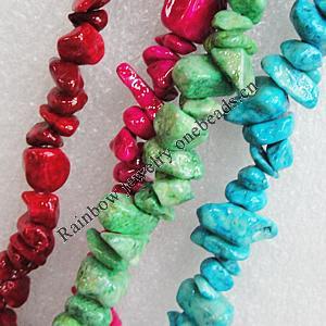 Fossil Beads, Mix Color, Nugget 6-11x6mm Hole:1mm, Sold per 16-inch Strand