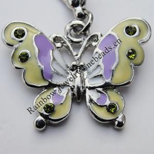 Zinc Alloy Enamel Charm/Pendant with Crystal, Nickel-free & Lead-free, A Grade Animal 20x27mm Hole:2mm, Sold by PC