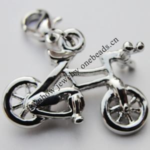 Zinc Alloy Charm/Pendants, Nickel-free & Lead-free, A Grade Bike 21x15mm Hole:2mm, Sold by PC