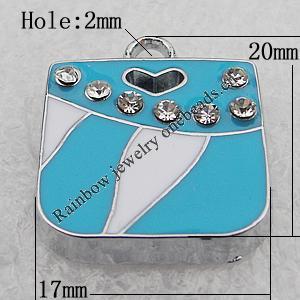 Zinc Alloy Enamel Pendants, Bag 20x17mm Hole:2mm, Sold by PC