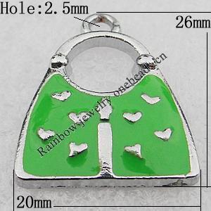 Zinc Alloy Enamel Pendants, Bag 26x20mm Hole:2.5mm, Sold by PC