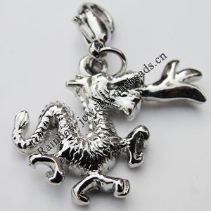 Zinc Alloy Charm/Pendants, Nickel-free & Lead-free, A Grade Animal 24x17mm Hole:2mm, Sold by PC