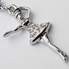 Zinc Alloy Charm/Pendant with Crystal, Nickel-free & Lead-free, A Grade Dancers 17x32mm Hole:2mm, Sold by PC